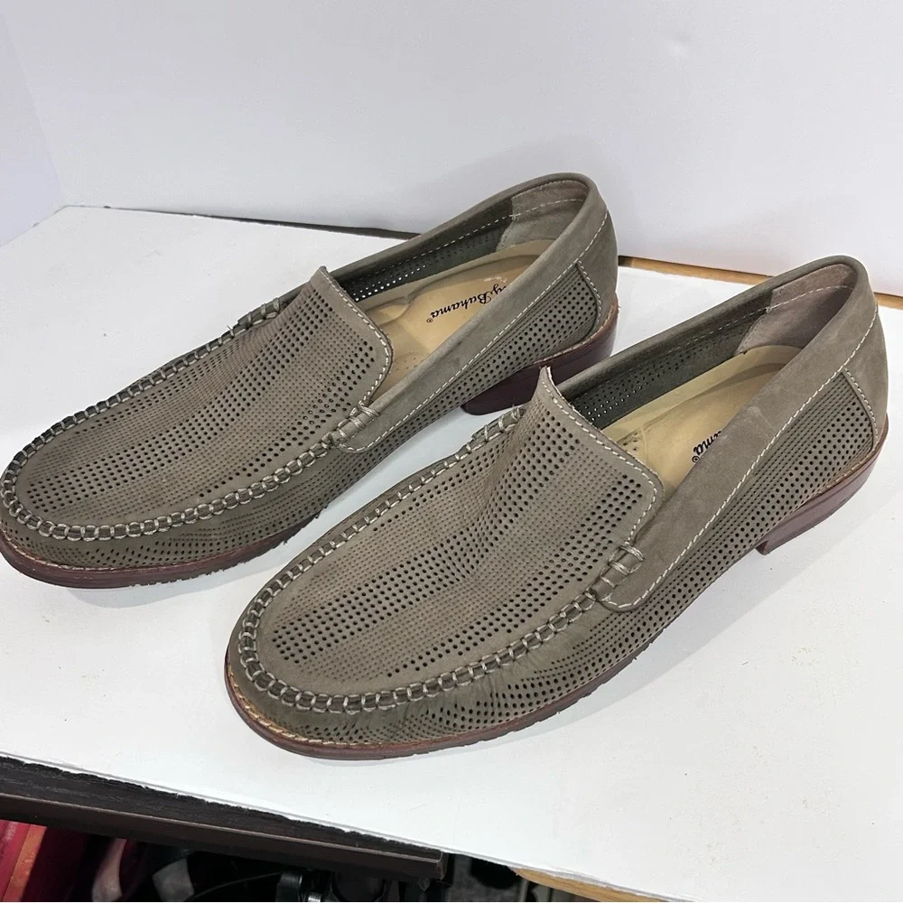Tommy Bahama Felton Loafer Nubuck Perforated Slip-On Shoes Mushroom Size 8.5D